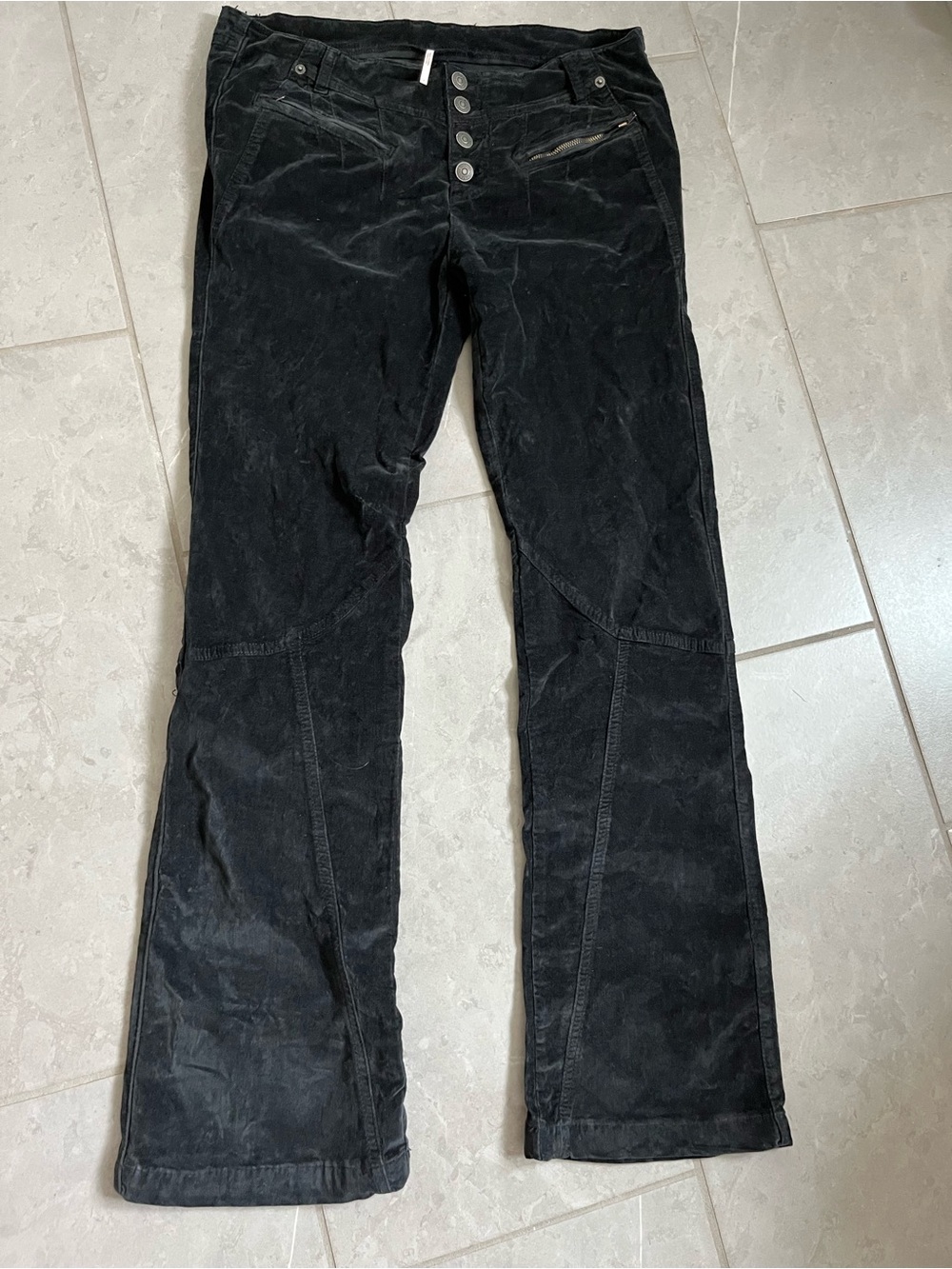 Free people Black Button-Front velvet Pants